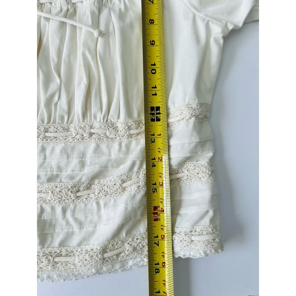 NWT Free People Scarlett Smocked Boho Crop Top Clean Ivory Romantic Babydoll